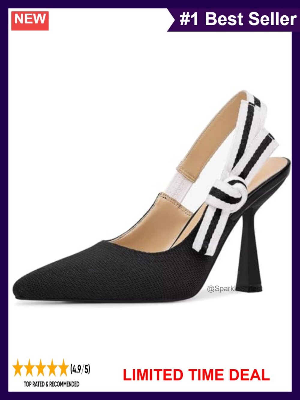 Women's Slingback Kitten Heels Closed Pointed Toe Slip On Pumps